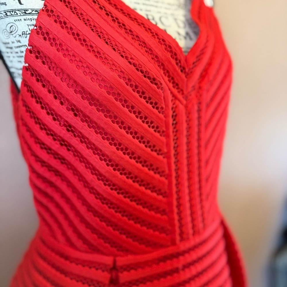 Express Red Textured Mini Dress - Picture 3 of 5